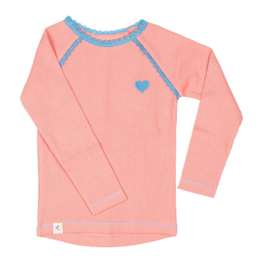 Organic Cotton Ribbed Long Sleeve Top - Strawberry Pink