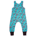 Dungarees- aqua elephant: Size 6-9M