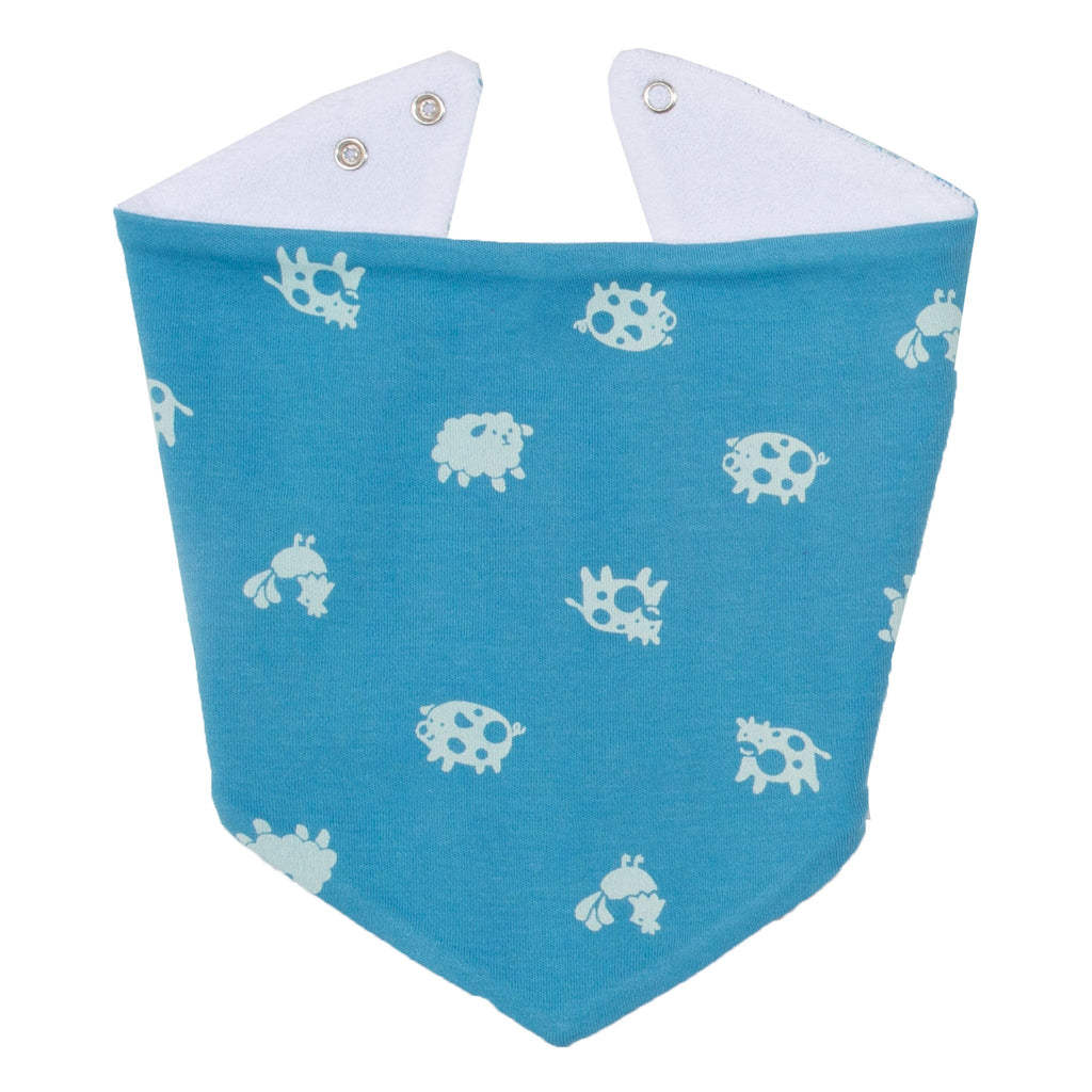 Polka farm bib- blue