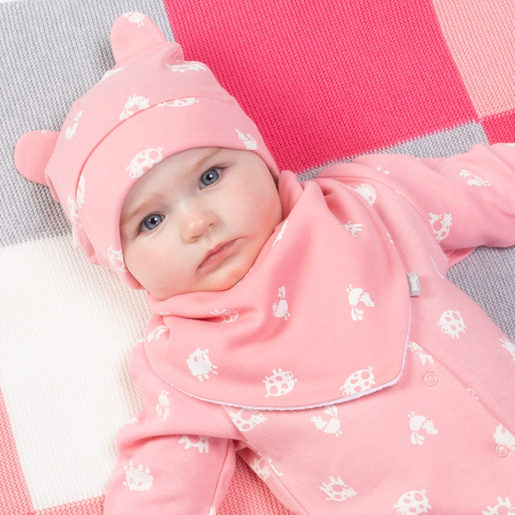 Polka farm bib- pink