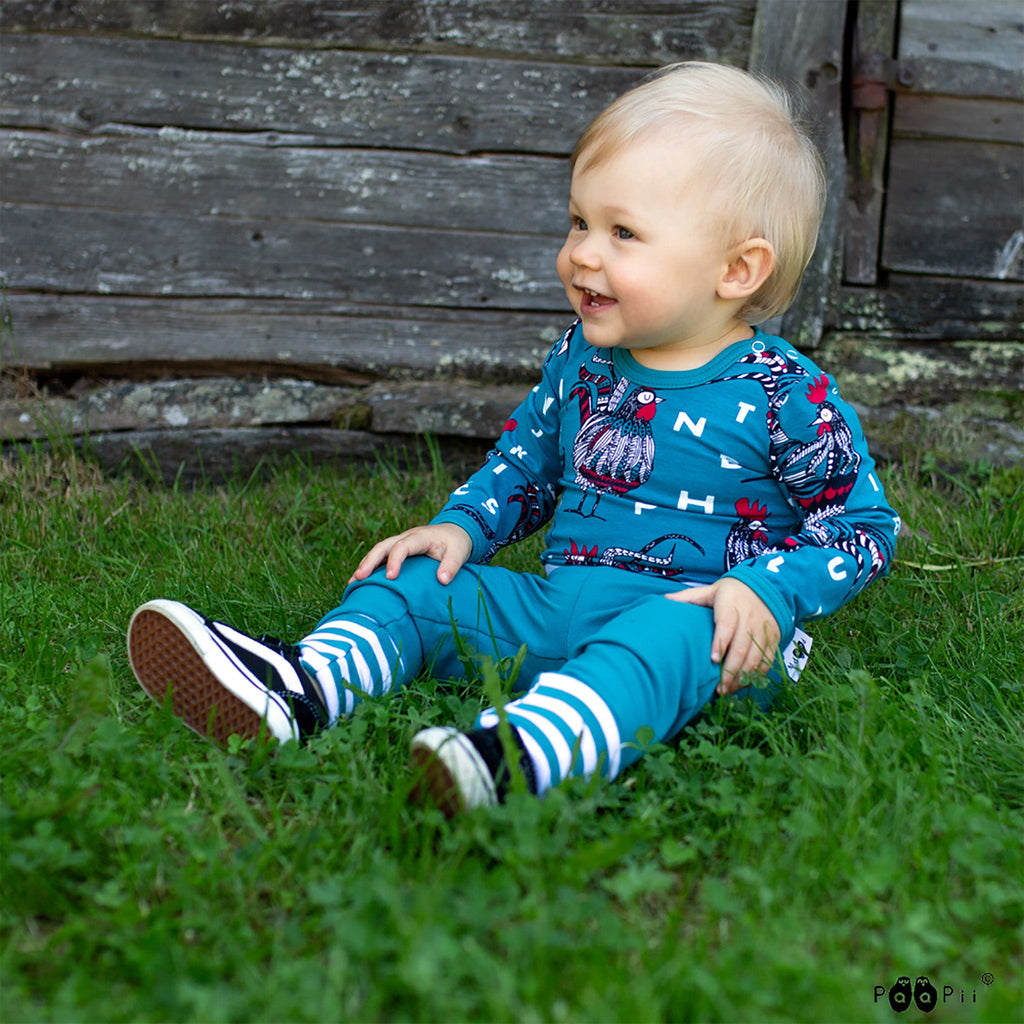Organic Cotton Baby Sweatpants - Petrol Blue: Size 3-6M