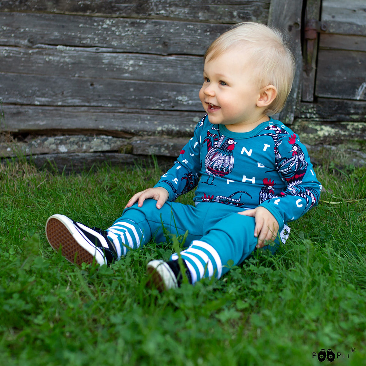 Organic Cotton Baby Sweatpants - Petrol Blue: Size 3-6M