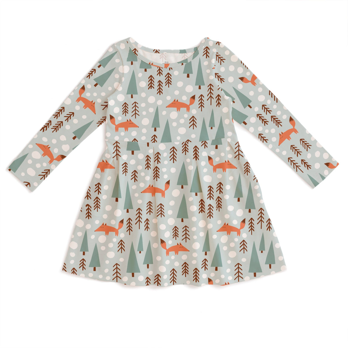 Madison dress- foxes pale blue: Size 4T